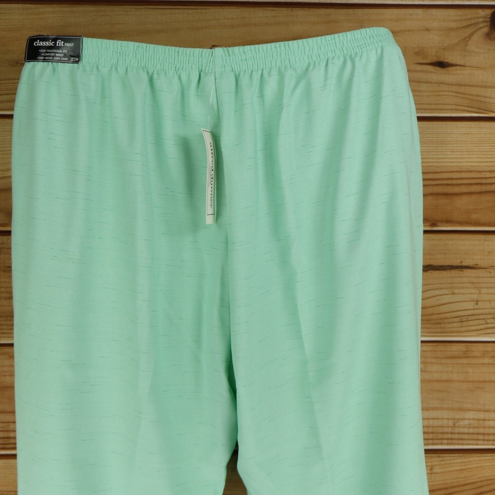 Alfred Dunner Pants Womens 22W Green Classic Fit Easy Care Stretch Waist NWT $52 - Picture 3 of 8